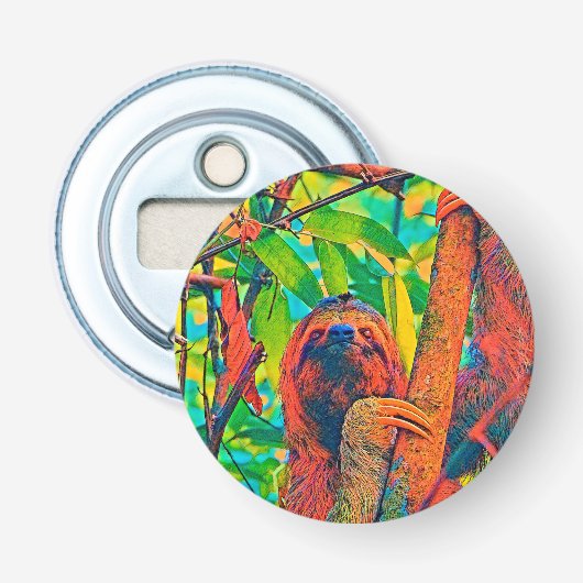 AnimalColor_Sloth_003 Button Flesopener (Voorkant)