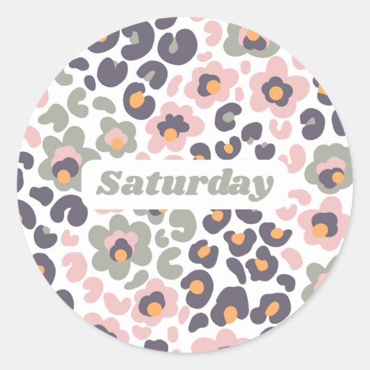 Animalier met Flowers Ronde Sticker (Voorkant)