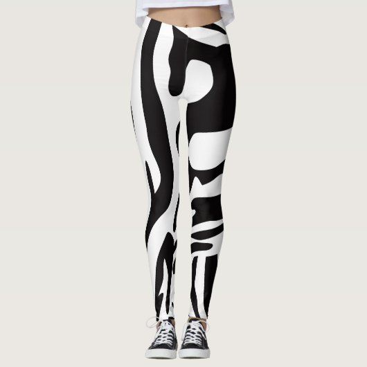 Animalier zwart-wit zebra stijl leggings (Voorkant)