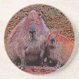 AnimalMix_Capybara_003 Zandsteen Onderzetter