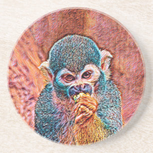 AnimalMix_Monkey_001 Zandsteen Onderzetter