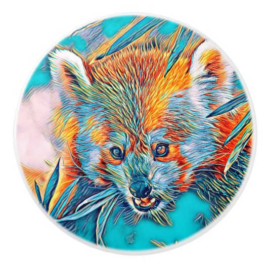 AnimalMix_RedPanda_001 Keramische Knop (Voorkant)
