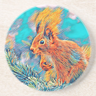 AnimalMix_Squirrel_001 Zandsteen Onderzetter