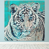 AnimalMix_Tiger_046 Canvas Afdruk (Insitu (Houten vloer))