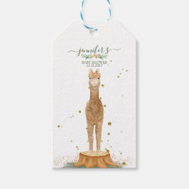 Animals Alpaca script baby shower birthday Cadeaulabel