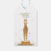 Animals Alpaca script baby shower birthday Cadeaulabel (Achterkant)
