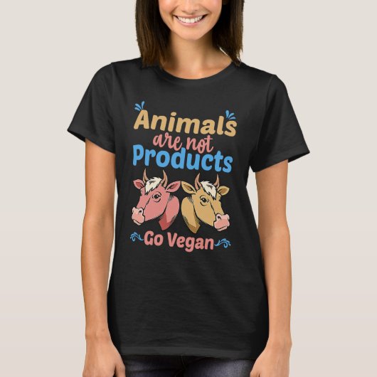 Animals Are Not Products Go Vegan T-shirt (Voorkant)