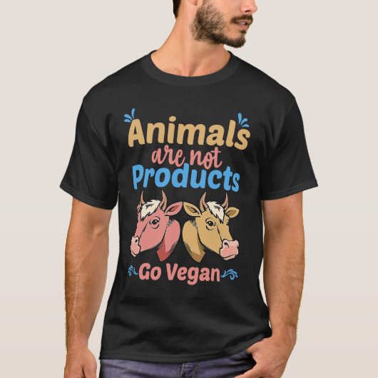 Animals Are Not Products Go Vegan T-shirt (Voorkant)