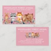 Animals Baby Beer Fox Raccoon Konijn roze Visitekaartje (Voorkant / Achterkant)