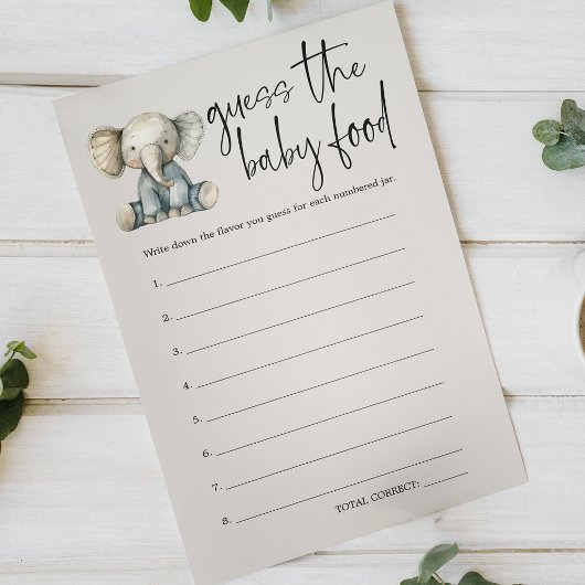 Animals Baby shower Guess Baby Food Game Flyer