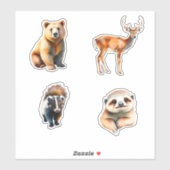 Animals Bear Deer Skunk And Sloth Sticker (Vel)
