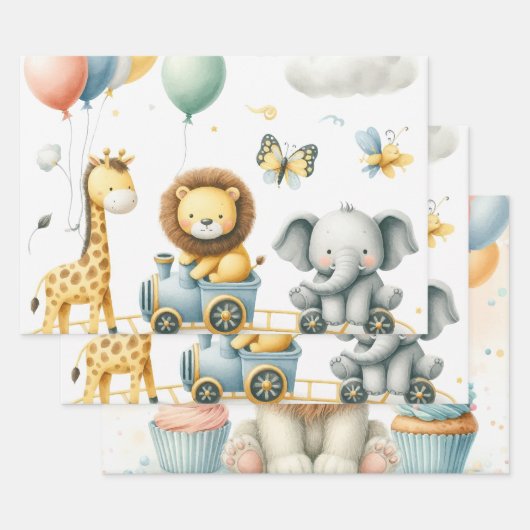 Animals birthday inpakpapier vel (Set)