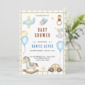 Animals Boy Baby shower Uitnodiging (Staand voorkant)
