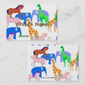 Animals Children's Calling Card Contactkaartje (Voorkant / Achterkant)
