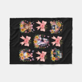 Animals Cow Chicken Horse Tractor Flower Farm Wome Fleece Deken (Voorkant (Horizontaal))