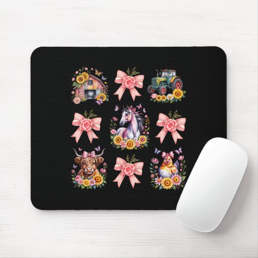 Animals Cow Chicken Horse Tractor Flower Farm Wome Muismat (Met muis)