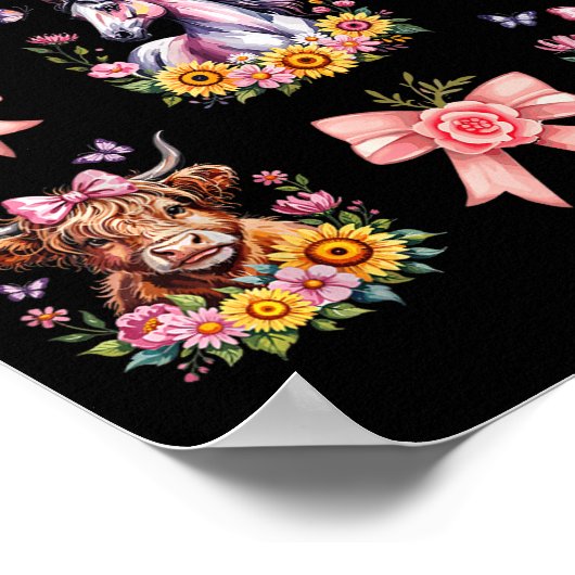 Animals Cow Chicken Horse Tractor Flower Farm Wome Poster (Hoek)