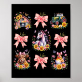 Animals Cow Chicken Horse Tractor Flower Farm Wome Poster (Voorkant)