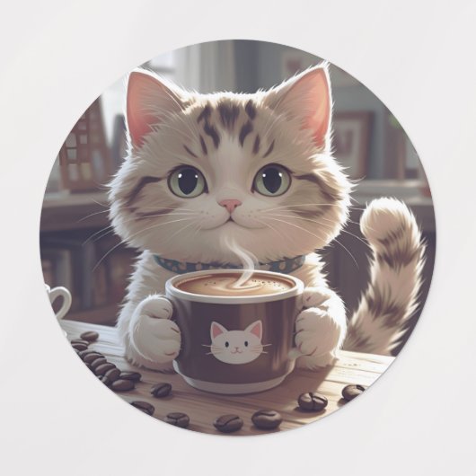 Animals drinking cute coffee labels (Design 1)