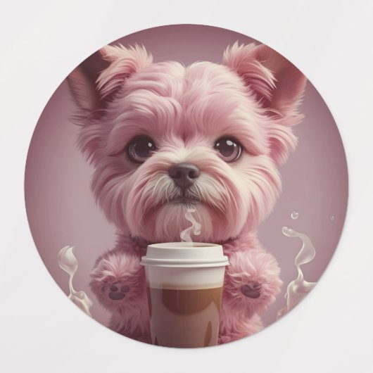 Animals drinking cute coffee labels (Design 2)