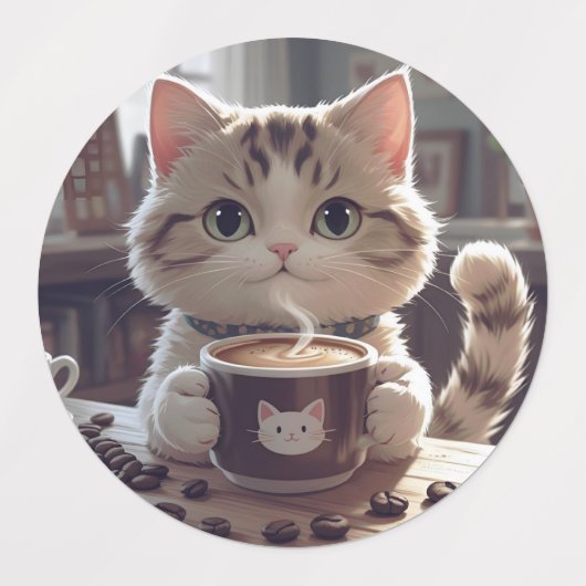 Animals drinking cute coffee labels (Design 1)