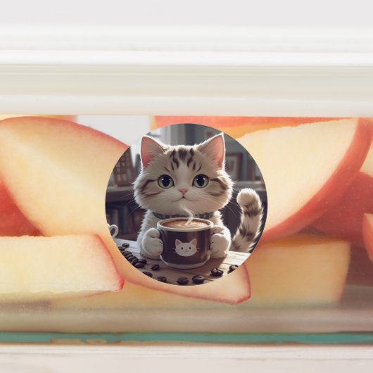 Animals drinking cute coffee labels (Aangebracht)