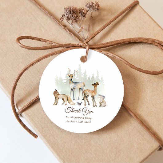 Animals Forest Woodland Baby shower Bedankjes Labels