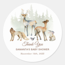 Animals Forest Woodland Baby shower Ronde Sticker