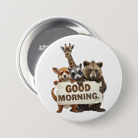Animals, Good Morning, Ronde Button 7,6 Cm (Voorkant /achterkant)