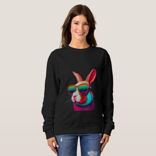 Animals Graphic  Bunny Wearing Sunglasses 3 Trui (Voorkant volledig)