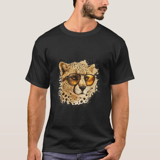 Animals Graphic  Cheetah Wearing Sunglasses 5 T-shirt (Voorkant)