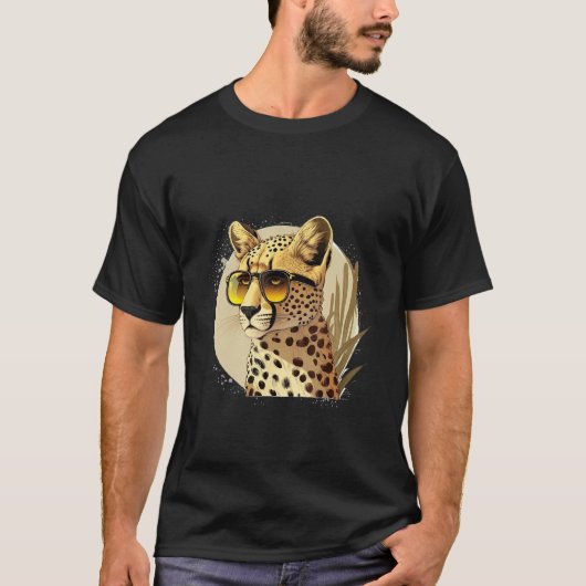 Animals Graphic  Cheetah Wearing Sunglasses T-shirt (Voorkant)