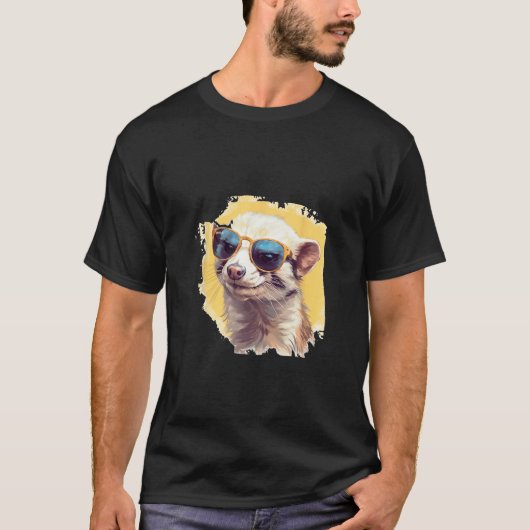 Animals Graphic Ferret Wearing Sunglasses 2 T-shirt (Voorkant)