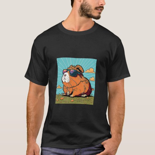 Animals Graphic Guinea Pig Wearing Sunglasses 1 T-shirt (Voorkant)