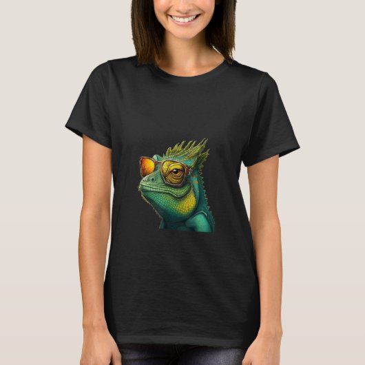 Animals Graphic  Iguana Wearing Sunglasses 1 T-shirt (Voorkant)