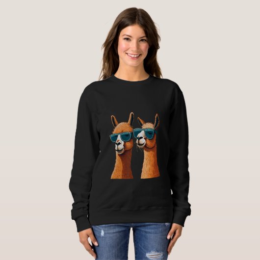 Animals Graphic  Llama Wearing Sunglasses 3 Trui (Voorkant volledig)