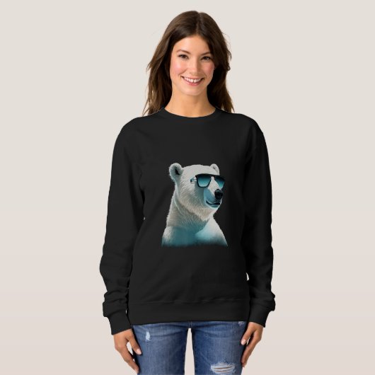 Animals Graphic  Polar Bear Wearing Sunglasses Trui (Voorkant volledig)