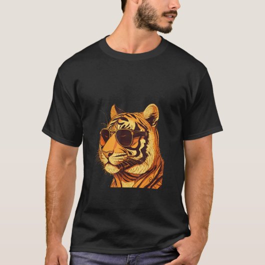 Animals Graphic  Tiger Wearing Sunglasses 1 T-shirt (Voorkant)