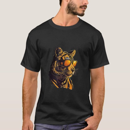 Animals Graphic Tiger Wearing Sunglasses 4 T-shirt (Voorkant)