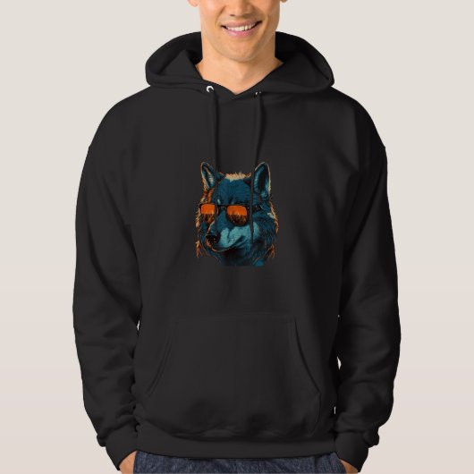 Animals Graphic  Wolf Wearing Sunglasses 3 Hoodie (Voorkant)