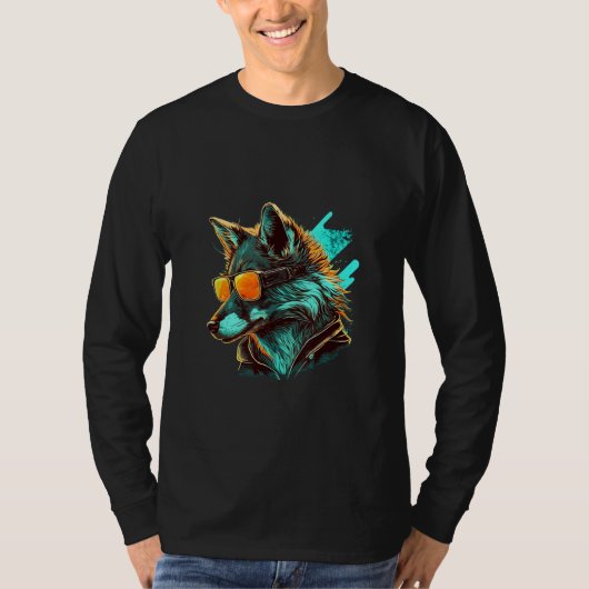 Animals Graphic  Wolf Wearing Sunglasses T-shirt (Voorkant)