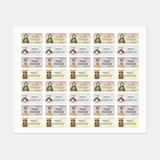 Animals Heroes waterdichte kinder naam kleding Labels (Vel)