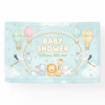 Animals Hot Air Balloons Clouds Cute Baby Shower 