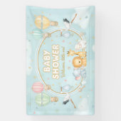 Animals Hot Air Balloons Clouds Cute Baby Shower  Spandoek (Verticaal)