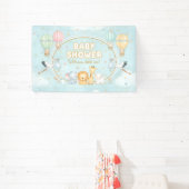 Animals Hot Air Balloons Clouds Cute Baby Shower  Spandoek (Insitu)