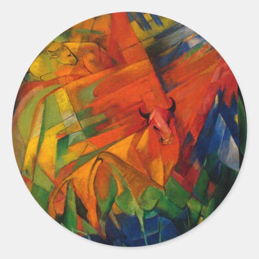 Animals in a Landscape by Franz Marc Ronde Sticker (Voorkant)