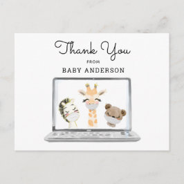 Animals in Masks Virtual Baby shower Dank u wel Briefkaart