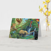 Animals living together throw pillow kaart (Gele Bloem)