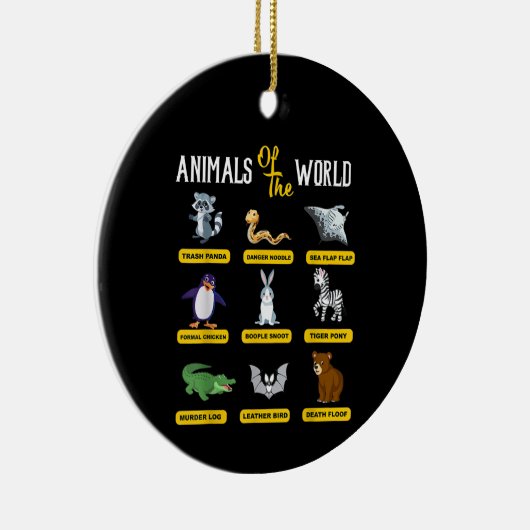 Animals Of The World Funny Animal Real Names Keramisch Ornament (Rechts)