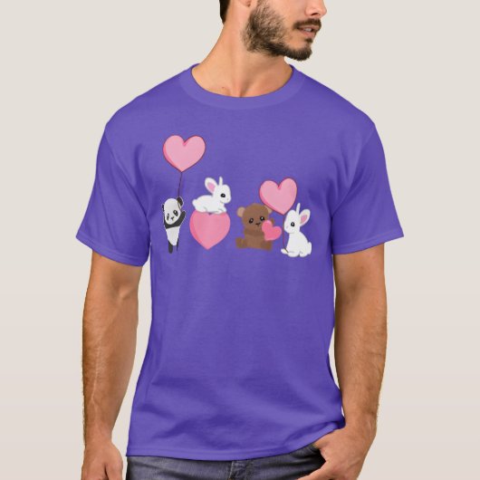 Animals panda rabbit bear love animal rights activ t-shirt (Voorkant)